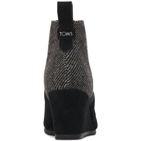 Toms Womens Emery Black Suede Ankle Booties Chelsea Boots Shoes New - Picture 3 of 3